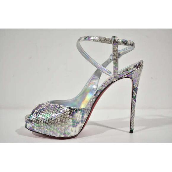 Christian Louboutin Jenlove Alta 120 Grey Snake Platform Sandal Heel Pump 38.5 - Picture 8 of 12